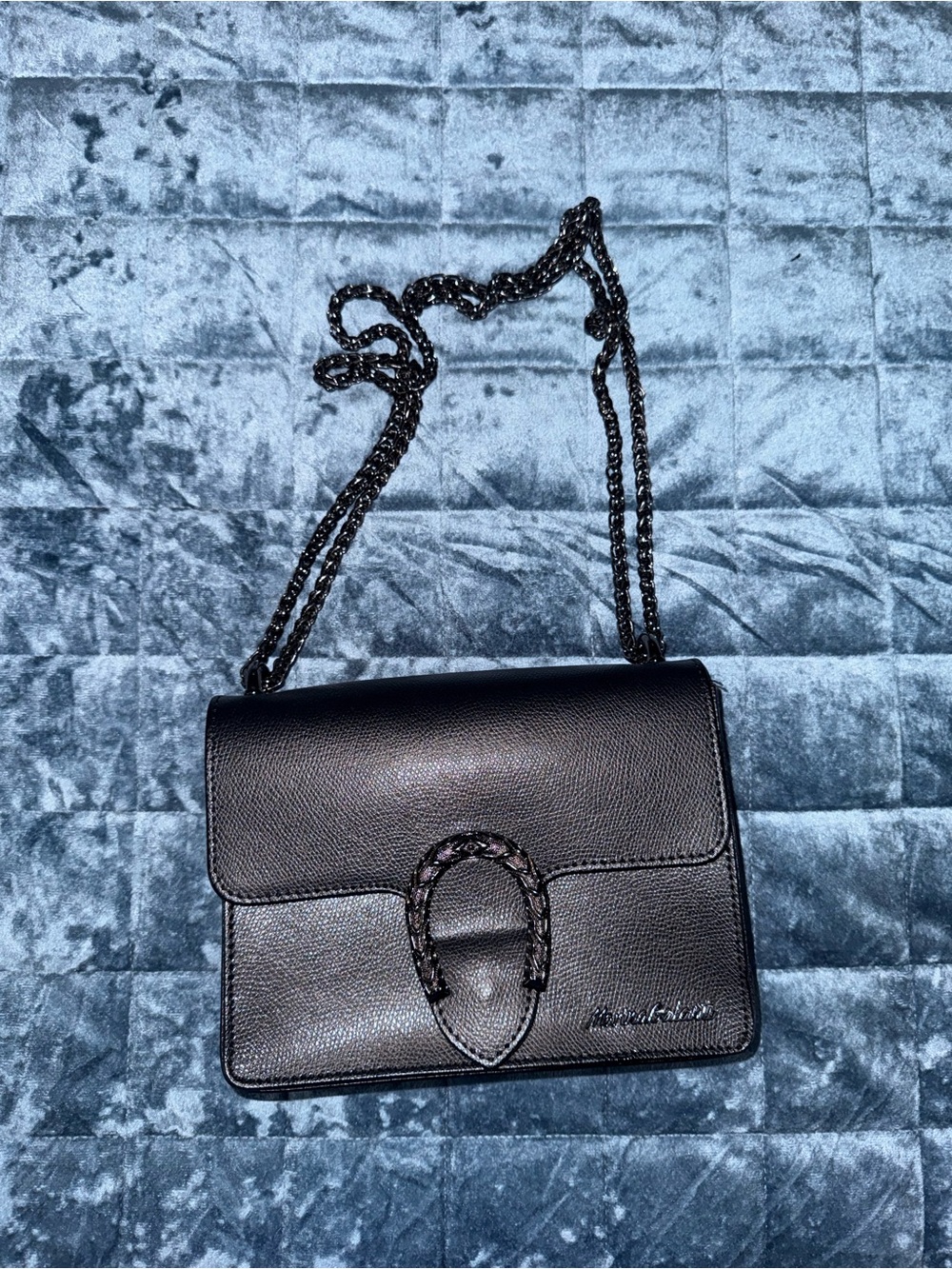 Black Leather Chain Shoulder Bag - Unknown Brand
